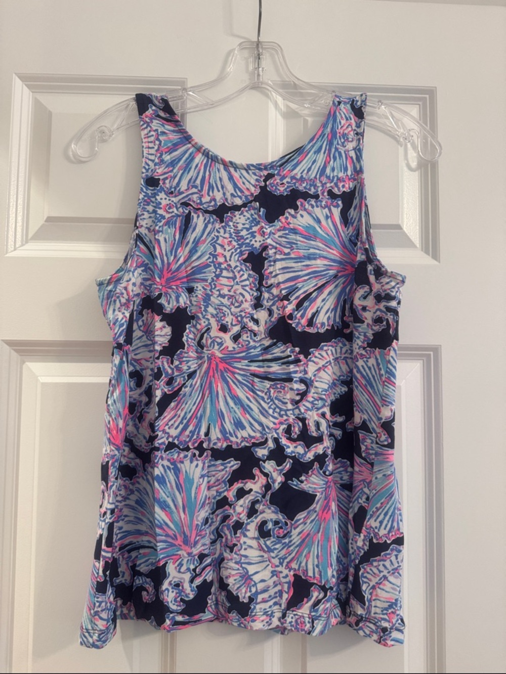 Lilly Pulitzer Navy Shell-Print Tank with Pink and Light Blue Accents